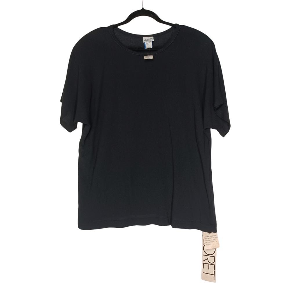 VTG 80's KORET Black Short Sleeve Crewneck Top Large NWT